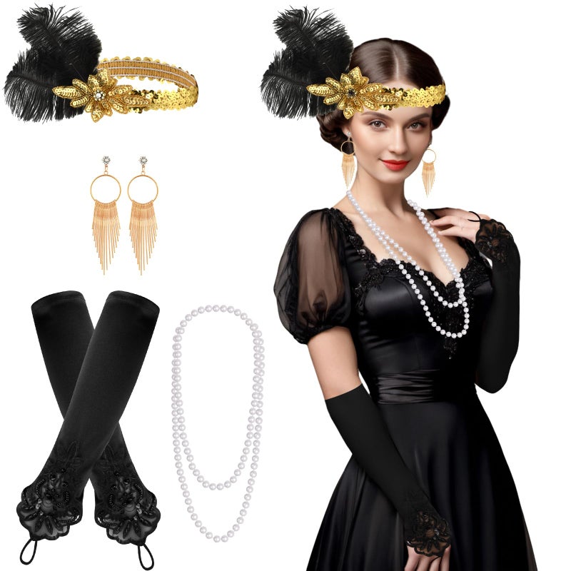 FEPITO 1920s Accessories Set for Women Flapper - Image 1